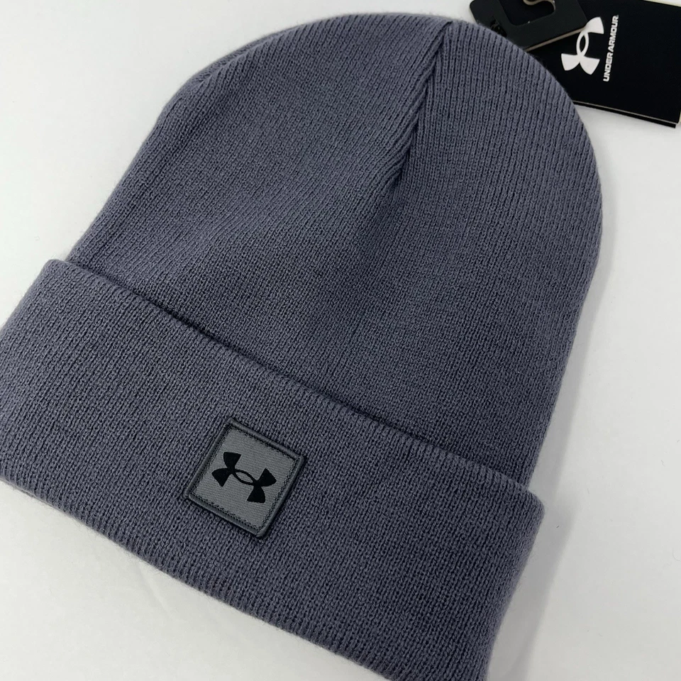 Under Armour Hombres Gorro Plegable con Puños con Logo Invierno Sombrero Gorra Tobogán Gris Foto 3 de 4