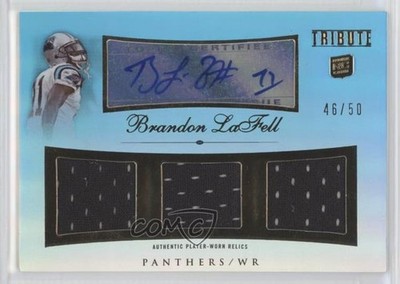 2010 Tribute Triple Relics Blue Rainbow 46/50 Brandon LaFell Rookie Auto RC 0af