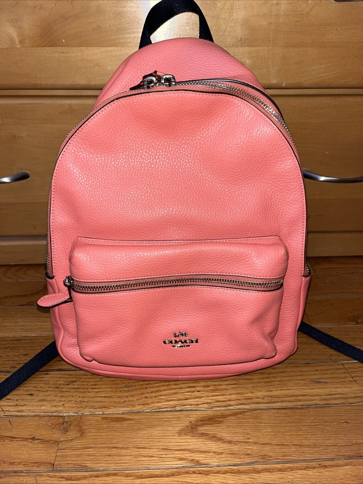 Coach Women's Leather Backpack, Pink, Two Main Pockets