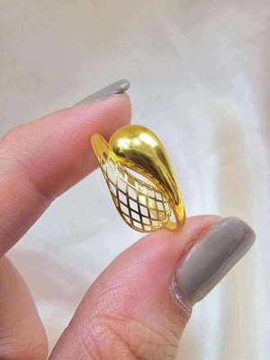 18K SAUDI GOLD LEICHTER GELD TROPFEN NETZ RING GRÖSSE 5