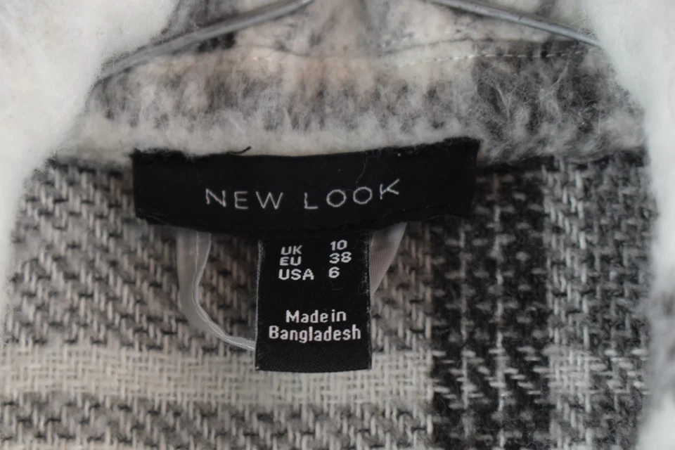 NEW LOOK Grey Overshirt coat size Uk 10 Womens Checked Casual Outdoors Outerwear - Image 4 of 4