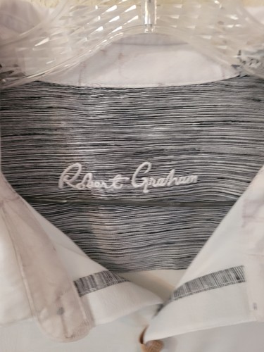 Robert Graham Button Down Shirt Men's Flip Cuffs 3XL 33"ptp 33"L Floral White - Picture 6 of 12