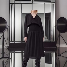 New Zara Size S (8-10)Black Collared Shirt Fit&Flare Dress Elasticated Waist