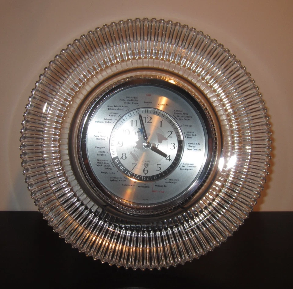 Reloj de Escritorio Manto Cristal De Colección Hora Internacional HOYA Japón Avión Segunda Mano Foto 3 de 4