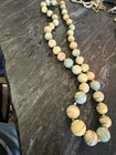 Vintage Costume Jewelry Necklace, Plastic Beads Pastel And Gold Color
