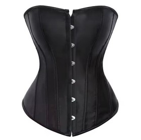 Women Sexy Lace Up Boned Overbust Corset Satin Victorian Bustier Bodyshaper Tops