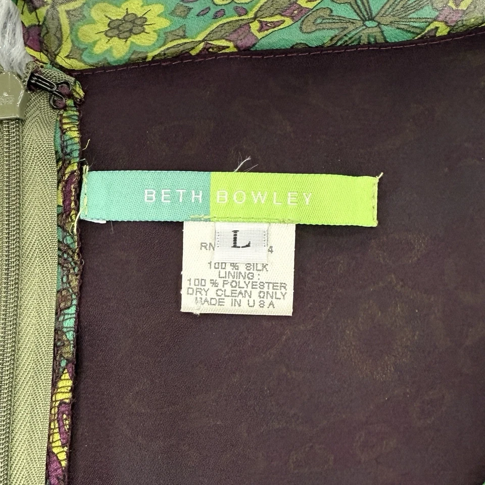 Vestido Beth Bowley Para Mujer L Cachemira De Colección 100% Seda Festival Boho Hada del Bosque Foto 2 de 4