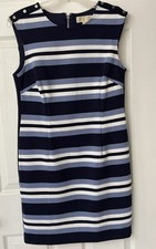 Michael Kors Black strip Sheath Dress Sleeveless Zip Back Size 8 - new