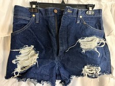 Vintage Wrangler High-Rise Cut-Off Jean Shorts Women's Waist Size 26 Dark Wash