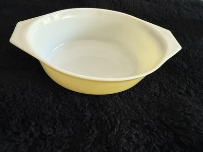Vintage PYREX Gelb Zwei Griff Oval Kasserolle Teller Nicht Deckel 1.5 Stück #043