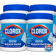 Clorox Zero Splash Bleach Packs Laundry Pods 4-Pack Whitens Disinfects