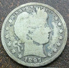 US 1897 Barber Quarter Dollar  **