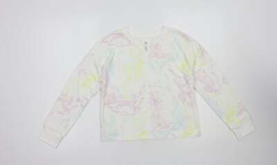 Gap Mädchen weiß geometrisch Baumwolle Pullover Sweatshirt Größe 10-11 Jahre Pullover