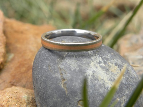 Beautiful, Frosted Finish, Copper and Titanium Band, 3mm Wide, Made to Order - Picture 6 of 8