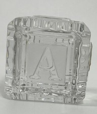 Set of 2 Waterford Crystal ABC Building Block Paperweight Figurine Signed