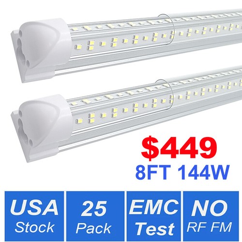 25 Pack 144W 6500K 8Ft Led Shop Lights Fixture Blocking RF FM from ...