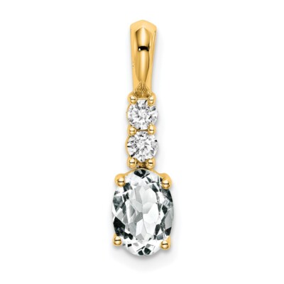 14K Yellow Gold Oval White Topaz and Diamond Pendant PM7406-WT-013-YA
