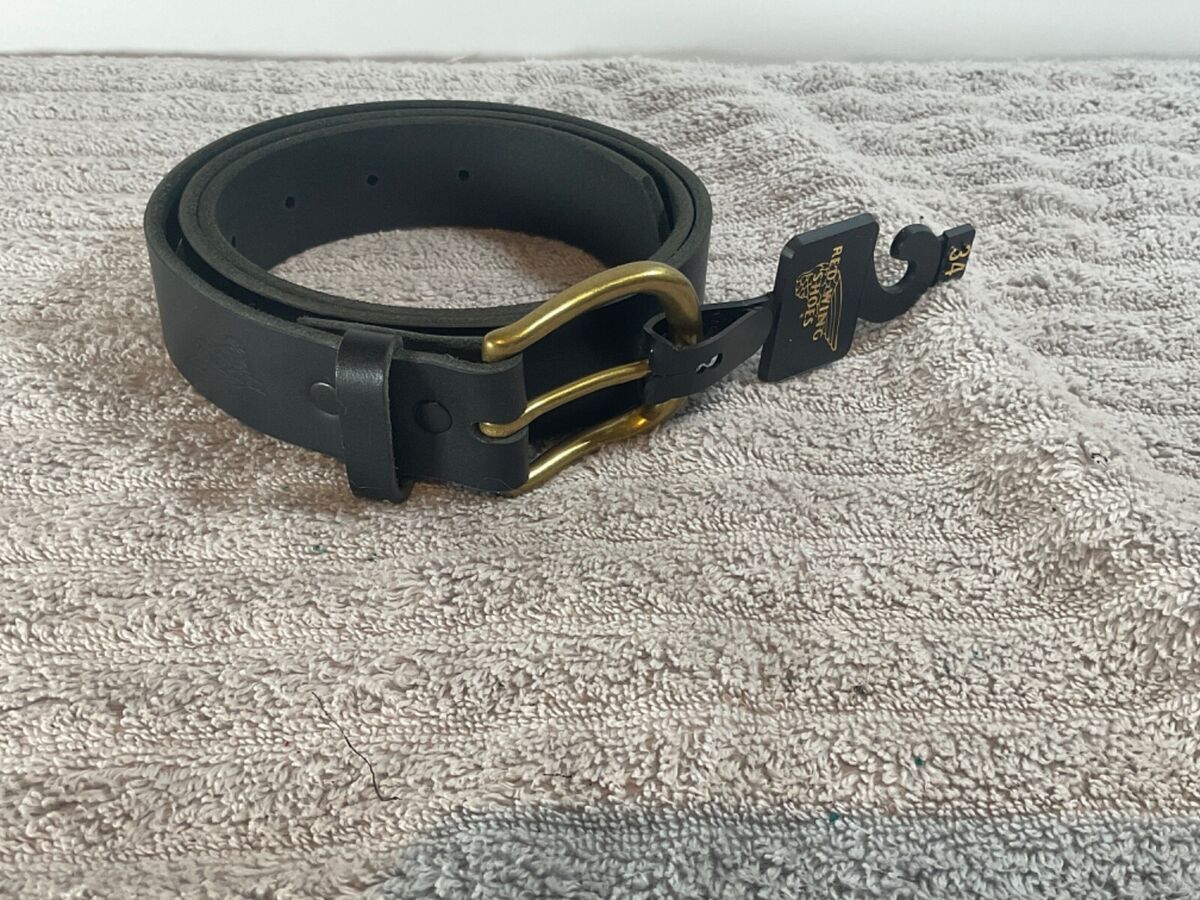 NEW Red Wing Black Leather Belt Solid Brass Buckle Made in NEW Red Wing Black Leather Belt Solid Brass Buckle Made in