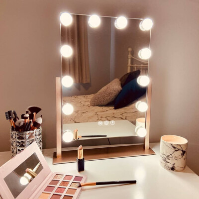 Fenchilin Hollywood Lighted Makeup Vanity Mirror With 3 Colored Lights Tabletop Fenchilin Hollywood Lighted Makeup, Fenchilin Hollywood Makeup Mirror With Bluetooth