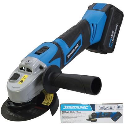 Silverline 18V 115mm Akku Elektro Winkelschleifer 2Ah Li-Ion Akku 4,5''