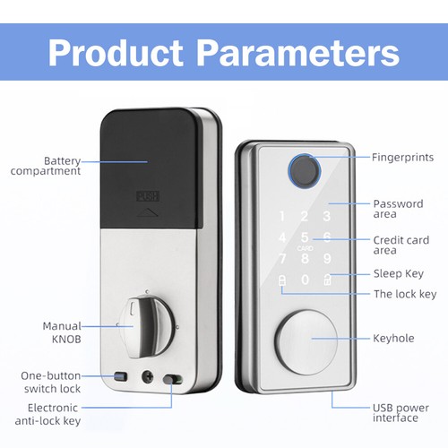 5-in-1 Smart Door Lock Biometric Fingerprint/Touch Password/Card/Key/App new - Picture 8 of 11