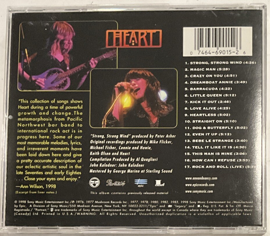 Heart - Greatest Hits CD 1998 Portrait – EK 69015 74646901526| eBay