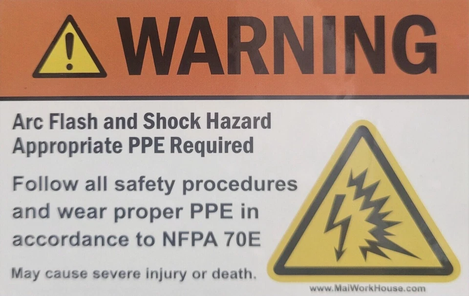 MAI "Arc Flash Hazard" weatherproof Arc Flash Safety Warning Label Vinyl Sticker