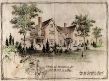 Country house rendering NYC architect George Conable c. 1918