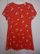 OLD NAVY LADIES SS ORANGE RED/FLORAL DRESS-S-NWT-100% POLYESTER-CUTE