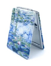Small Hand Mirror Mini Pocket Mirror for Purse Water Lilies Design