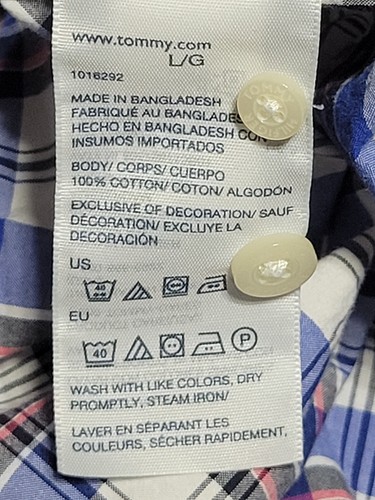 Tommy Hilfiger Men’s Classic Fit Short Sleeve Plaid Button-Down Shirt Large Blue - Picture 7 of 7