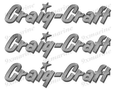 CRAIG CRAFT Brushed Metal Design Vinyl Decal Boat Stickers, Set of 3 ...
