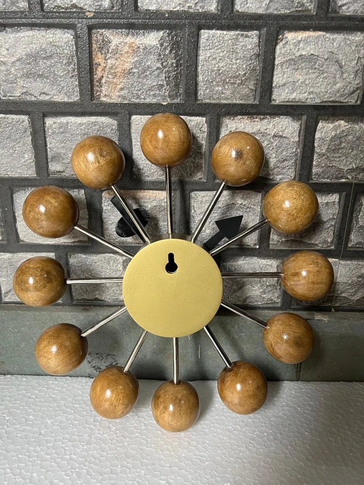 Reloj de Pared Bola Vitra George Nelson Madera Natural - Mediados de Siglo Moderno Años 50 Repl Foto 3 de 4