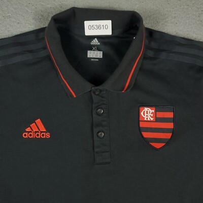 Adidas Flamengo Polo Shirt Mens Size XL Black Brazil Soccer