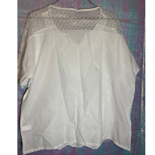 Camicia ricamata pizzo bianco manica corta top donna lg cottagecore fairycore - Foto 2 di 7