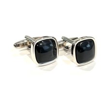 Black Stone Square Cufflinks For Men Birthday Wedding Gift In Box