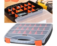 Tool Storage Box Small Part Organizer 21 Compartments Removable Dividers & Trays