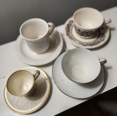 Vintage Teacups and Saucers. ADULT TEA PARTY for 4. Mix and match, so fun!