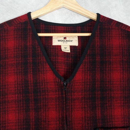Woolrich Vest Mens 2XL Red Black Buffalo Plaid Wool Outdoors Hunting Pockets - Picture 2 of 16