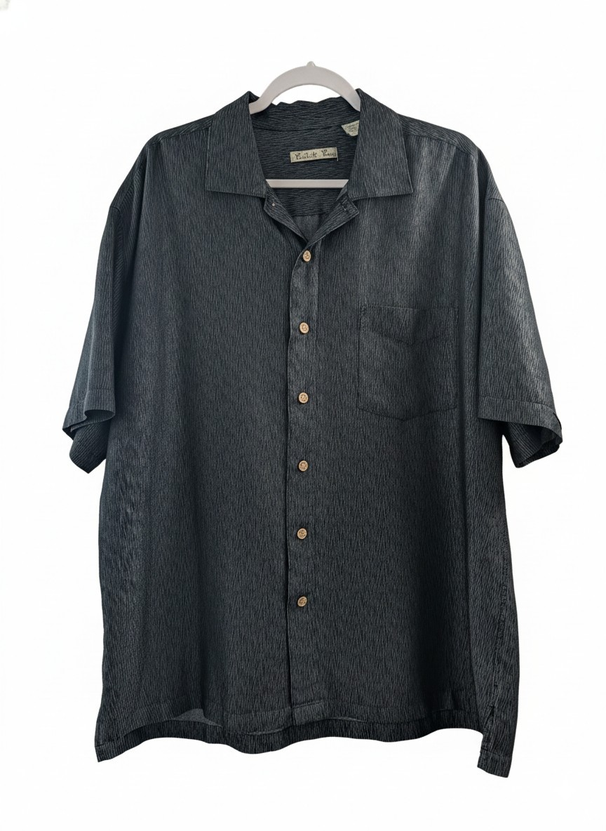 Batik Bay Men's Black Button-Up Shirt XL Spread Collar Pockets