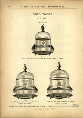 1897 PAPER AD 6 PG Hendryx Bird cage Round square cottage fancy Oblong brass