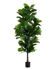 Fiddle Leaf Fig Tree 6ft Tall Artificial Tree in Plastic Pot Fake Ficus Lyrata