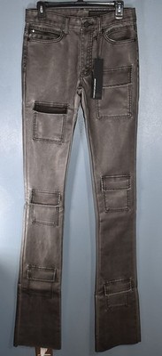 Rockstar Original Petrus PU Stacked Flare Leather Jean Men's 32 x , black