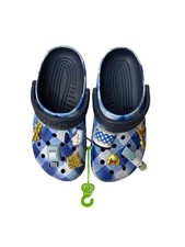 Bath & Body Works x Crocs Colab Gingham Blue Crocs w/Charms Sz Women's 7/Men's 5