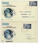 Australia 1958 WCS Around The World Flight FDC Cover x2 NO DATE & Corrected Date