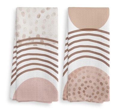 NOQL Boho Pink Kitchen Towels and Dishcloths Set of 2, Absorbent Hand Towels,...