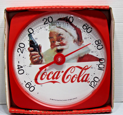 Vintage 1994 Coca Cola 12'' Thermometer Santa New Indoor or Outdoor Patio Dial