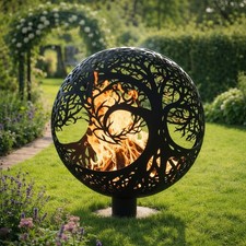Laserart Firepit 80cm diameter  Large Corten Steel Fire Pit - Black