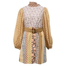 Zimmermann Belted Printed Mini Dress In Linen Women Multicolor Size 38