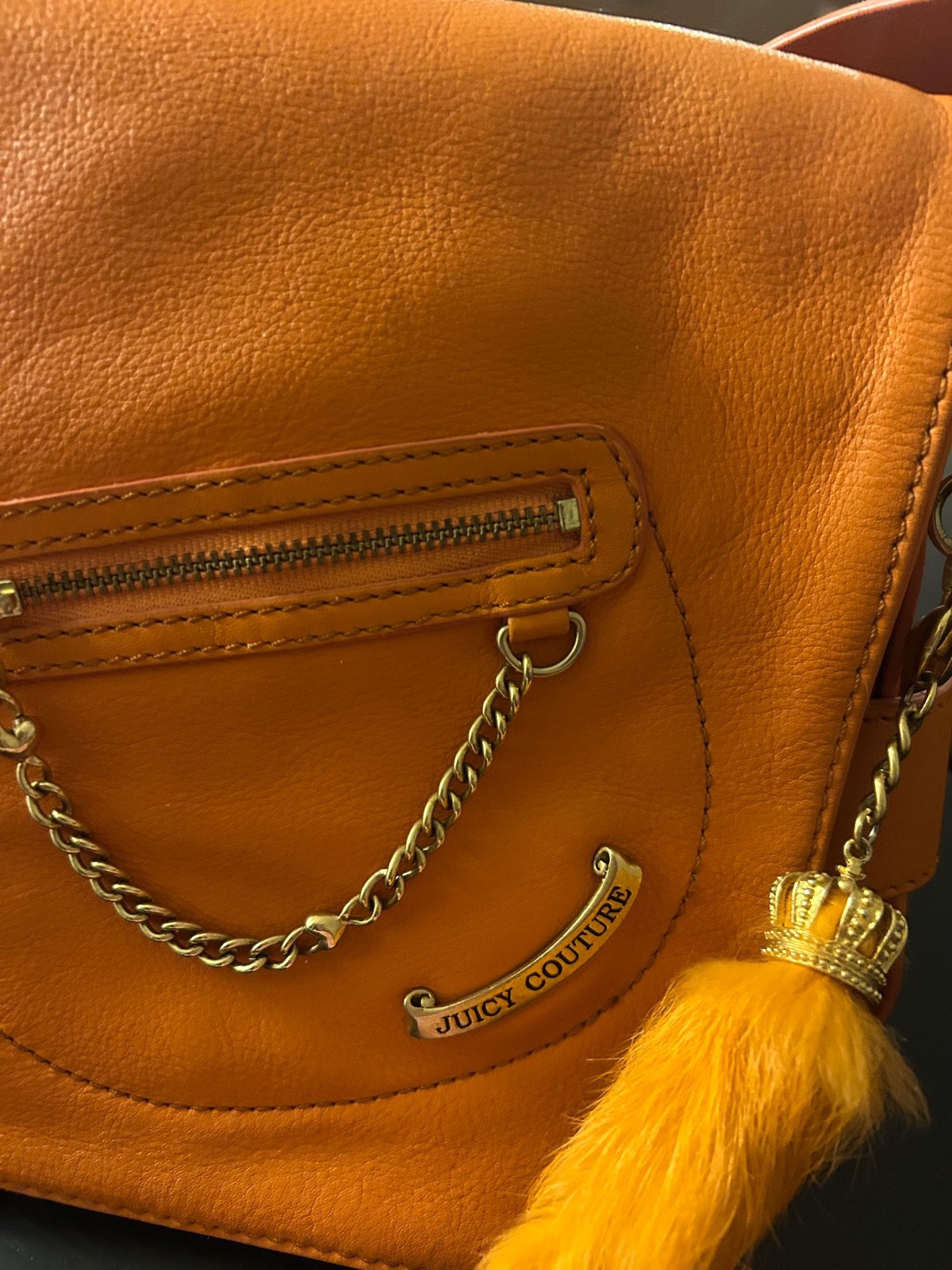 Juicy Couture Orange Leather Rectangular Shoulder… - image 5